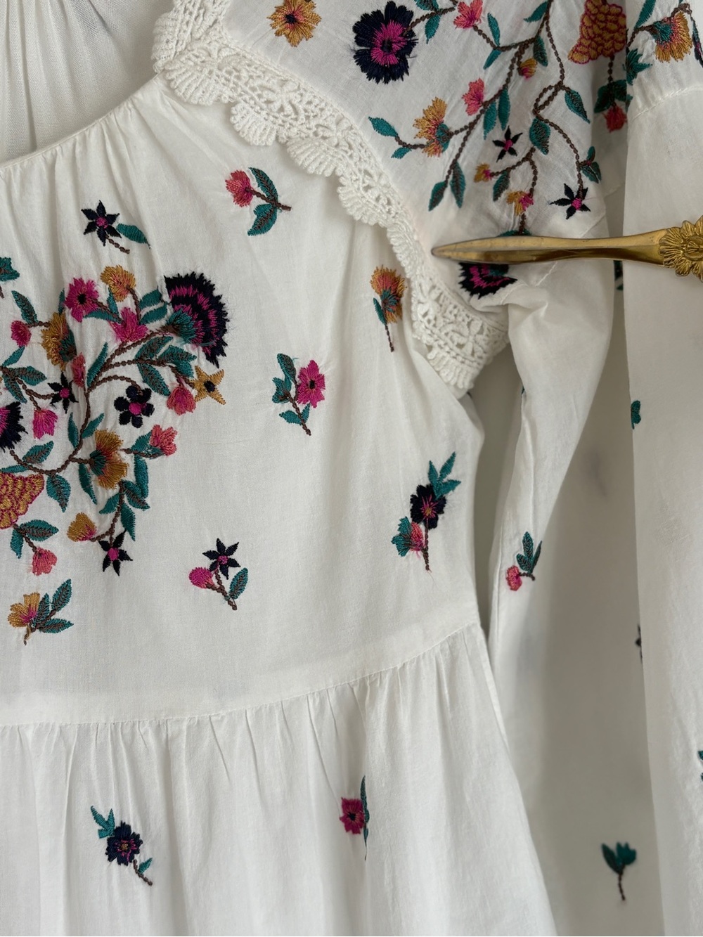 Anthropologie MAEVE Sydney Floral Embroidered Boho Peasant Mini Dress Size XS - Picture 10 of 13